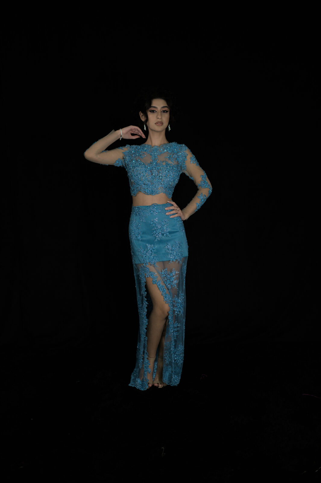 Cropp e Saia manga longa azul serenity