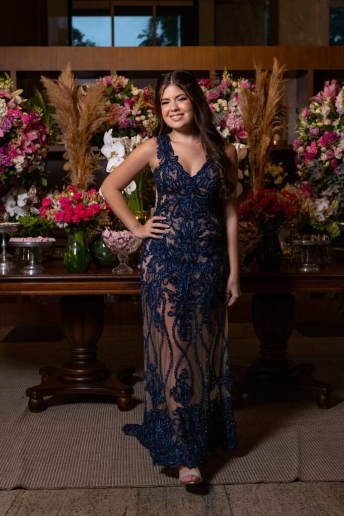 Vestido de Recepção Azul Marinho